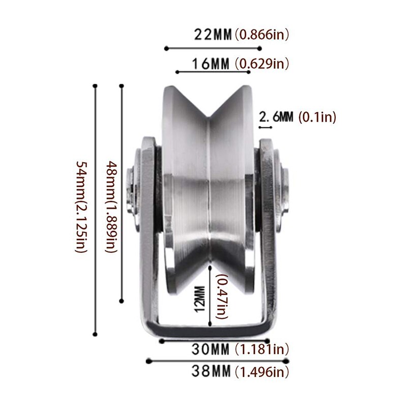 2 Inch V Type Katrol Roller 304 Rvs Schuifpoort Roller Wiellager Voor Material Handling En Moving