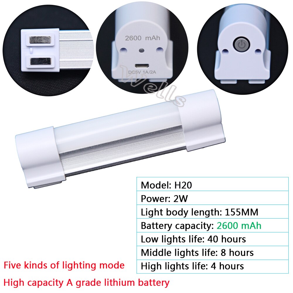 7W Oplaadbare Led Buis Draadloze Multifunctionele Noodverlichting Voor Indoor/Led Camping Lamp