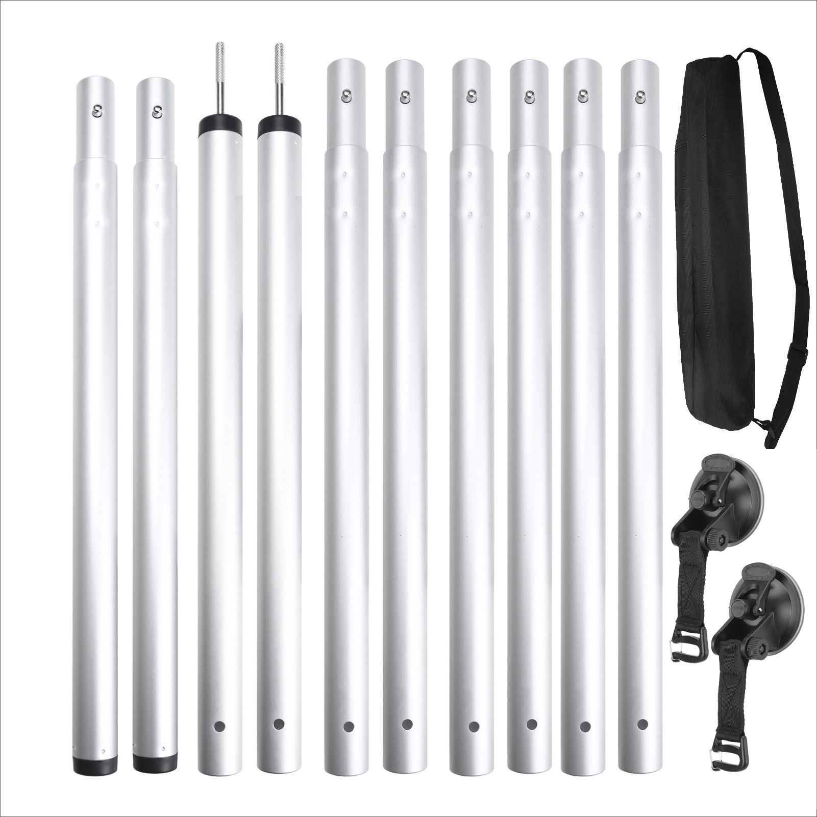 197CM Folding Tarp Pole Awning Rod Foldable Tent Pole Support Stand Pole Outdoor Camping Sun Shelter Sticks Tent Accessories: Blue