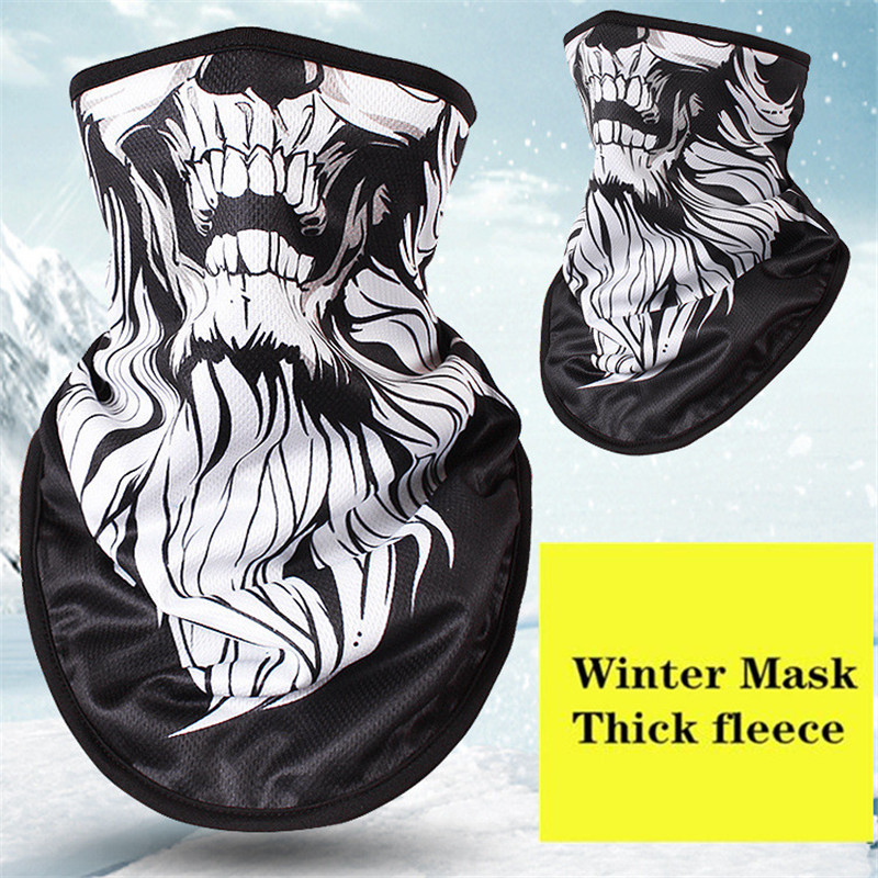 Winter Fleece Ski Scarf . Cycling Snowboard Equipment Bandana Headwear Mask Neck Triangle Thicken Warm Women Men Skull Bibs