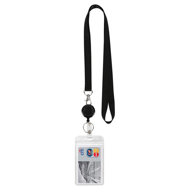 ID Badge Holder with Retractable Lanyard Name Badge Holdestudents Work Bank Credit Card Bus Card Case With Lanyard: Pink