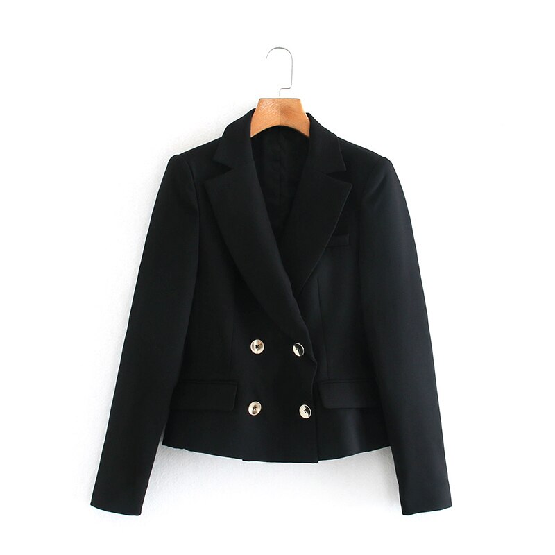 Efterår vintage 2- delt sæt kvinder blazere smarte dobbeltradet blazer jakke frakke+ bukser jakkesæt kvinder bukser sæt: Farve 2 kun jakke / L