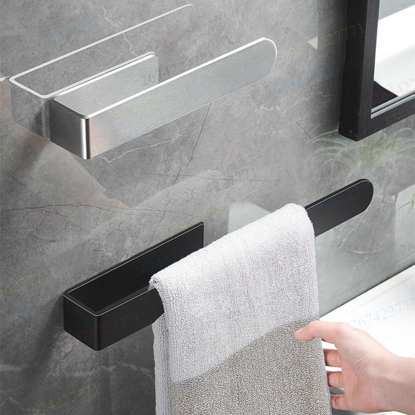Toallero autoadhesivo, soporte para toallas de baño, estante de acero inoxidable para colgar toallas, soporte para paños de cocina, accesorios de baño, 1 ud.