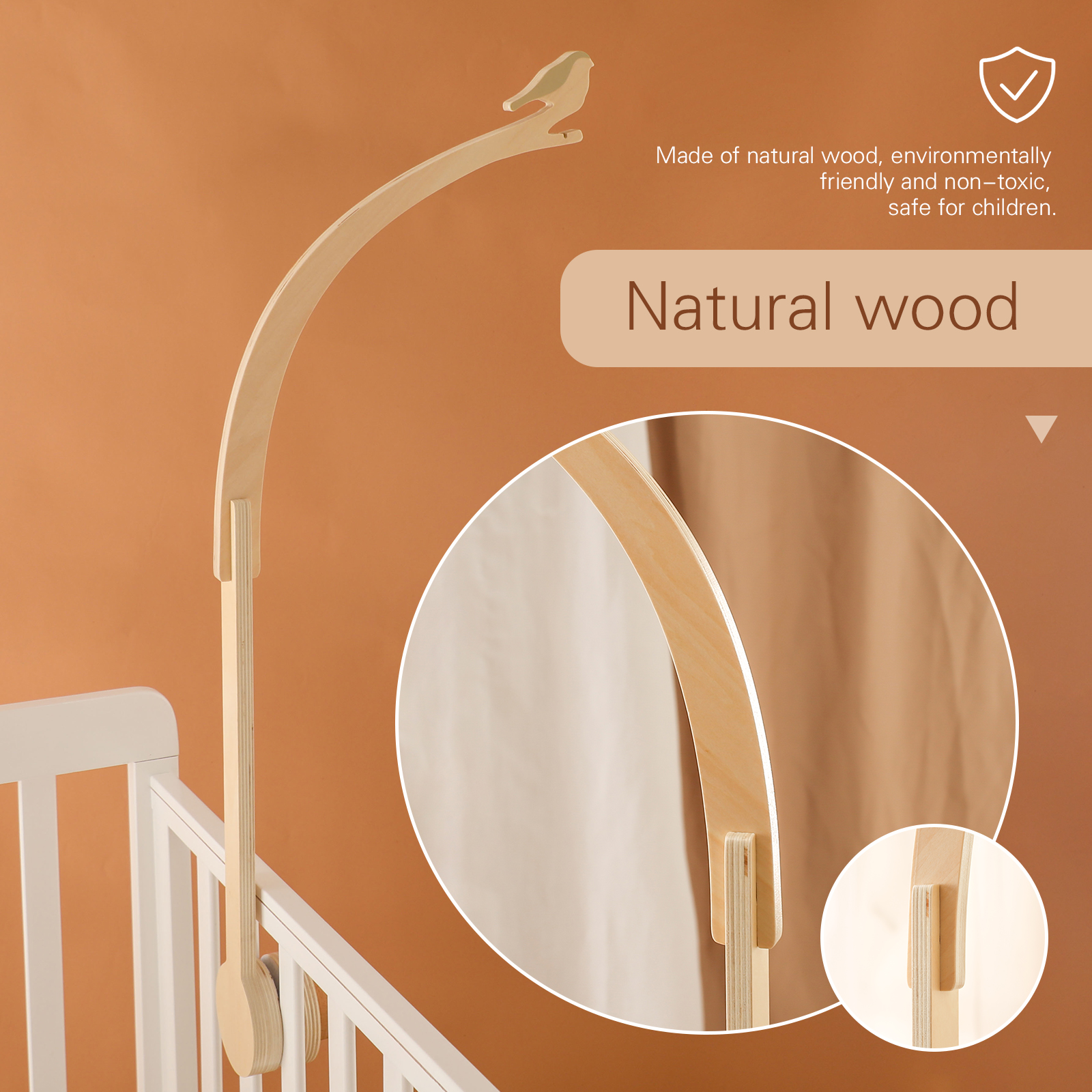 Baby Holz kleine Birdie Bett Glocke Halterung Cartoon Krippe Bett Glocke mobile hängende Rassel Spielzeug Kleiderbügel Baby Krippe Dekoration Access ori