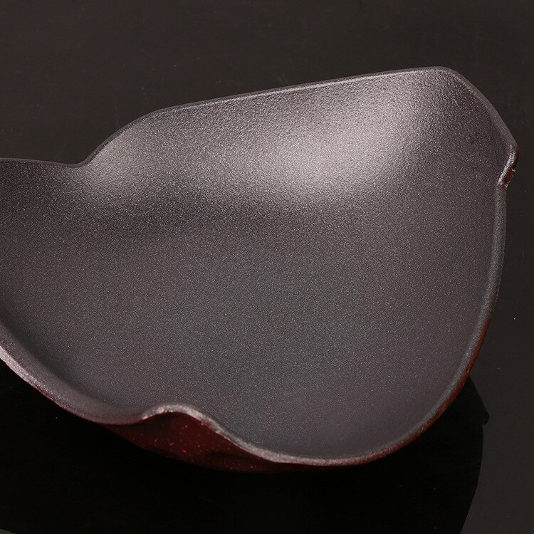 Cast Iron Roasting Steak Pan Non Stick Roast Enamel Fried Pot Plate Frying Pan With Wooden Base Holder Home Cookware Irregular