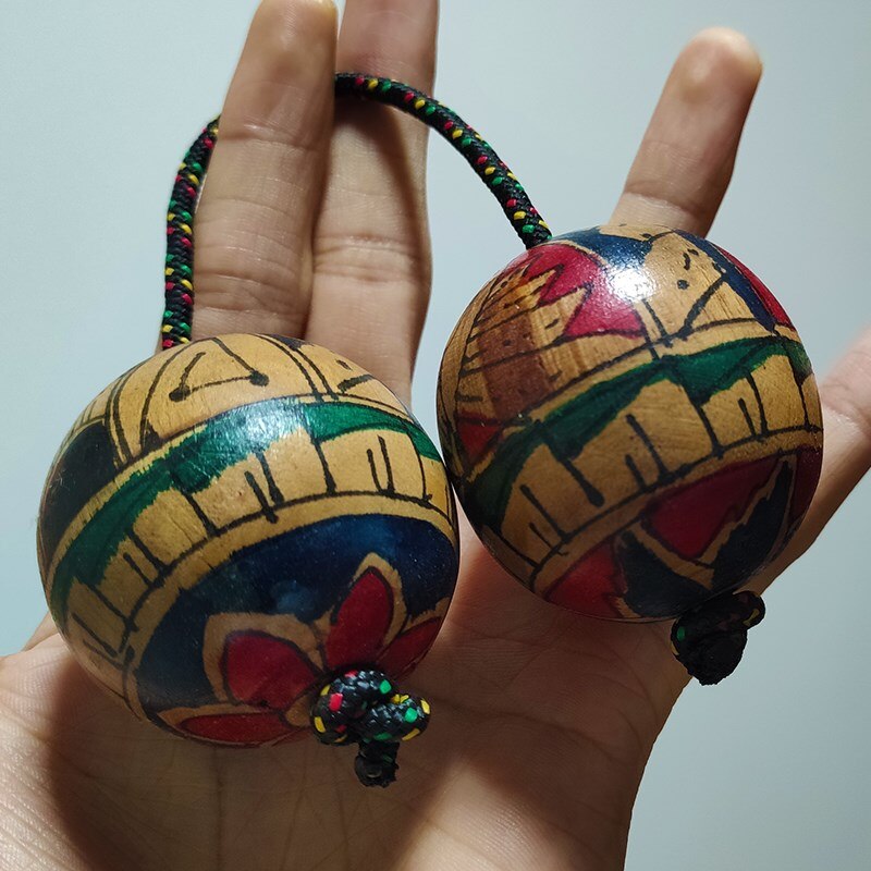 Thick-shelled Sand Ball Hand Asalato Hand-painted Patica 4 Balls African Rhythm Instrument Luminous Patica Percussion Sand Balls
