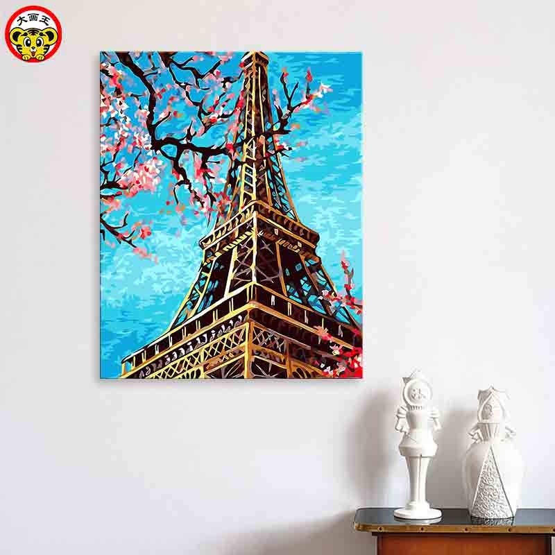 Eiffel Tower Frameless Painting By Numbers DIY Canvas oil painting home decor living room wall paris eiffel tower spring view