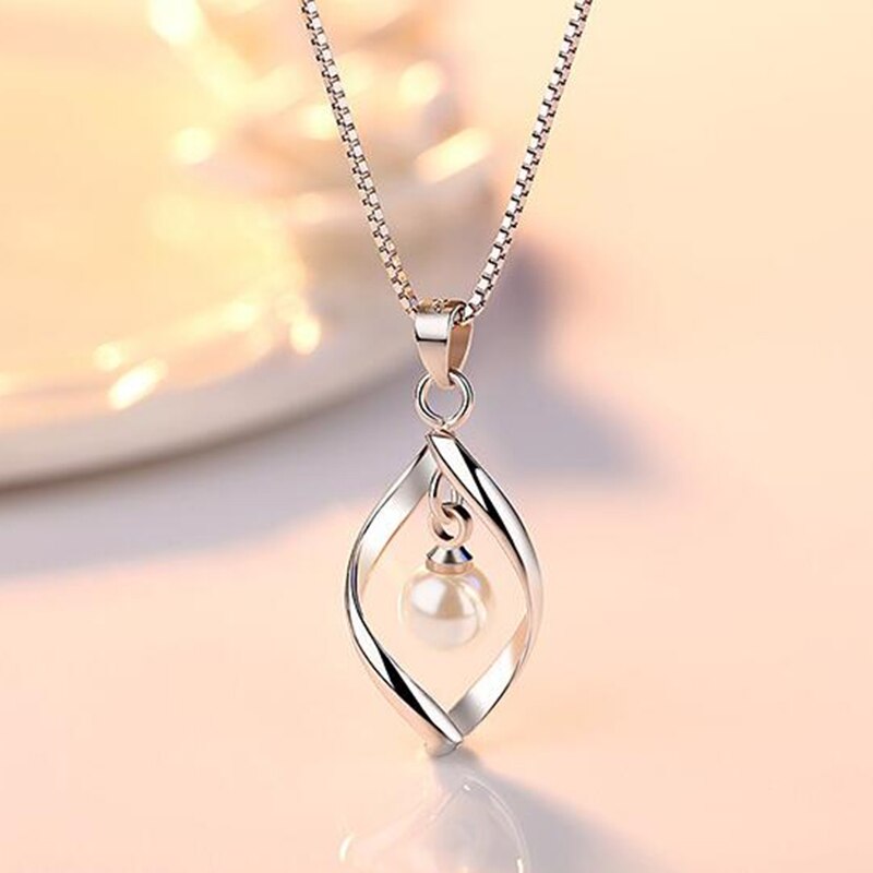 MEYRROYU 925 Sterling Silber Halskette Ohrringe Perle Anhänger Schmuck einstellen Dame, Verlobung, Hochzeit Cерьги Oжерелье