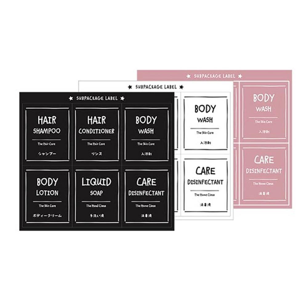 Soap Bottle Label Sticker Set Bathroom Shampoo Lotion Dispenser Labels Waterproof Self-adhesive Identification Sticker