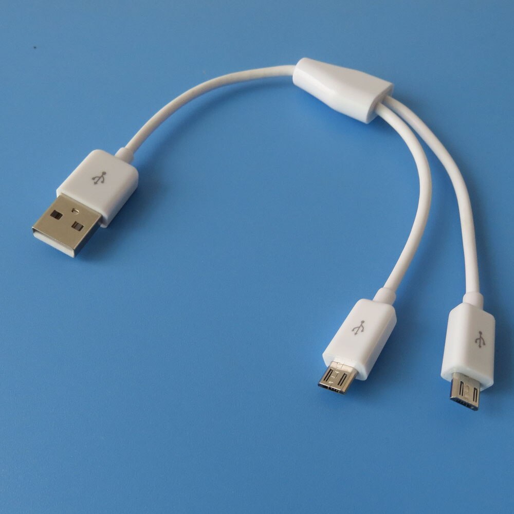 Cable divisor Micro USB Dual, 20cm, 2 dispositivos de alimentación,