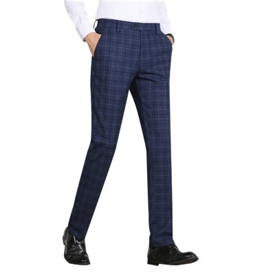 Höst herr randiga rutig kostym byxor stor storlek 29-38 business casual herr byxor: Marinblå / 38