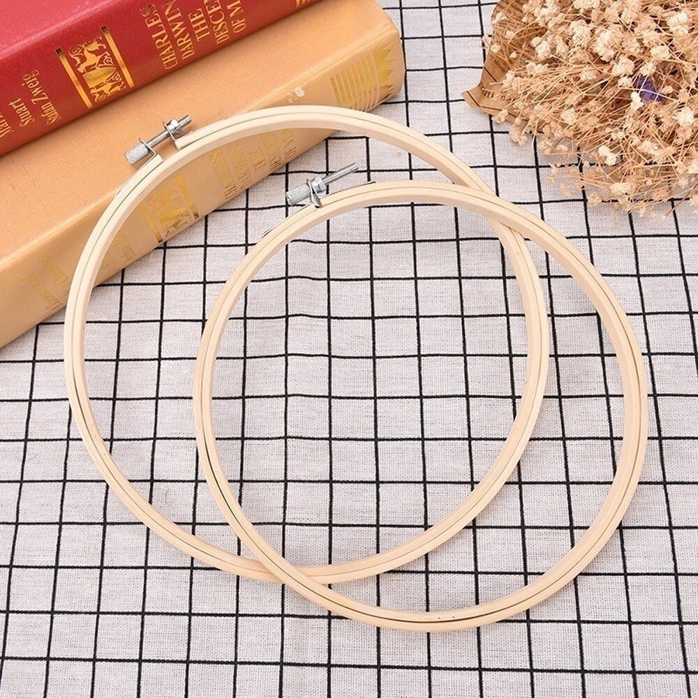 Ram set bambu trä broderi ringar för diy korsstygn nål hantverksverktyg