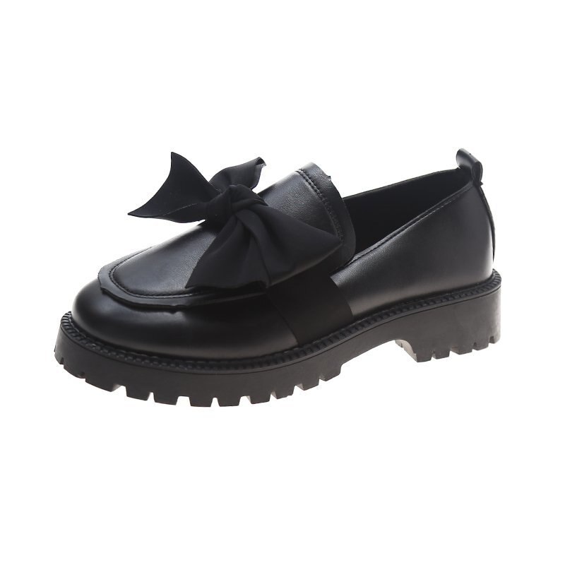 Lente herfst dames leren plateau schoenen zwarte loafers strik instappers platte schoenen vrouw casual naaien oxford zapatos mujer 8873n: B / 39