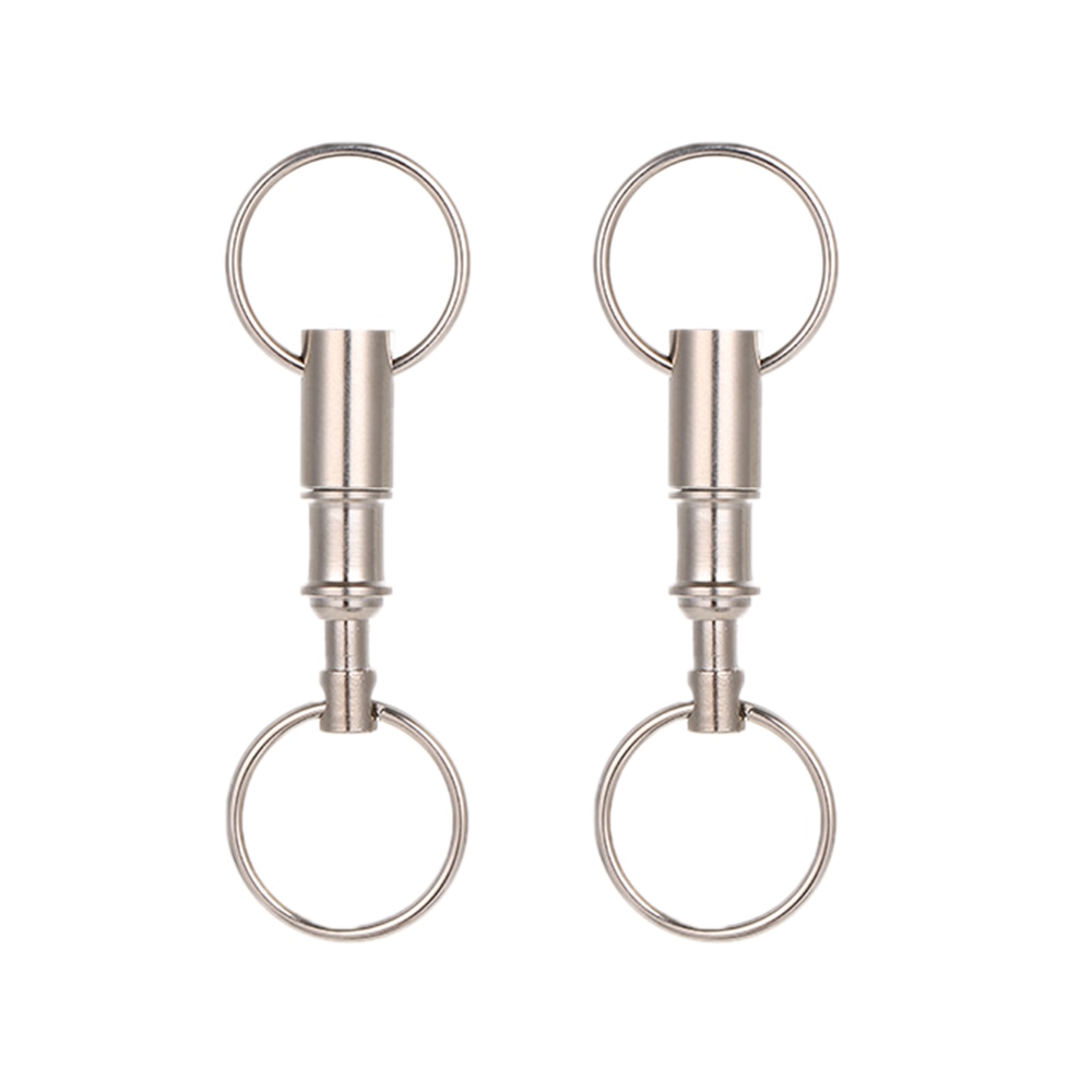 2 sztuk ze stali nierdzewnej odłączany ciągnąć oprócz breloki brelok podwójne pierścienie projekt szybki uwolnienie klucz łańcucha
