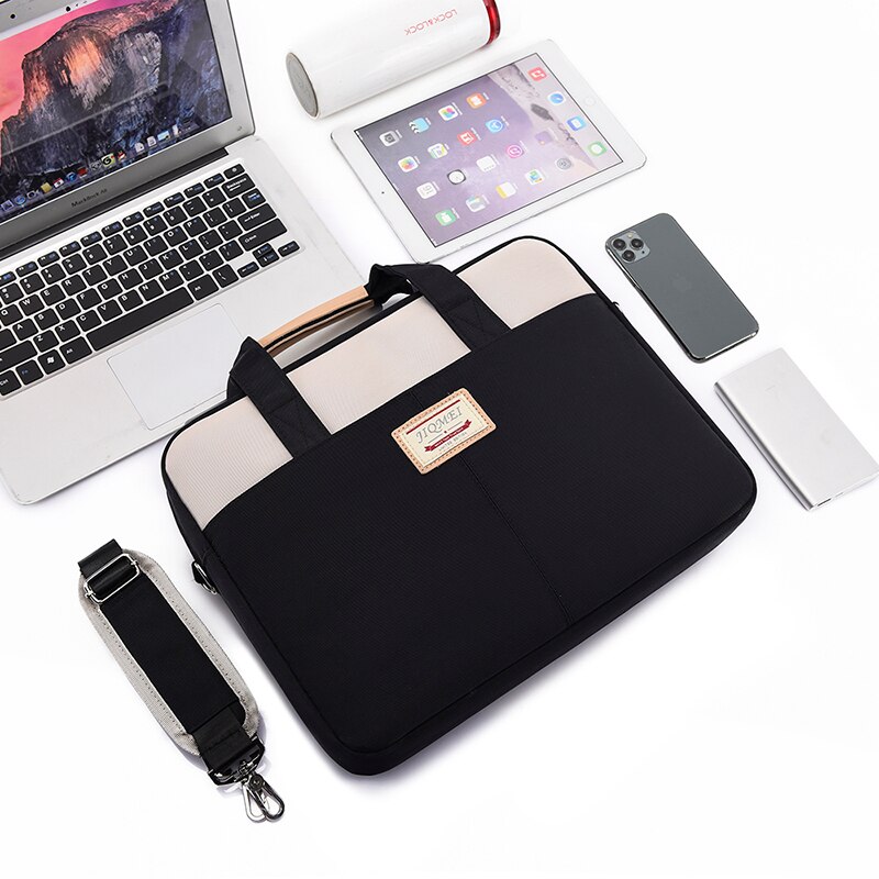 Pokrowiec na laptopa odporny na wstrząsy wodoodporny 13.3 14 15.6 Cal etui na laptopa do Macbook Pro Air 13 15 torebka na ramię teczka komputerowa: Black / For 15.6  inch