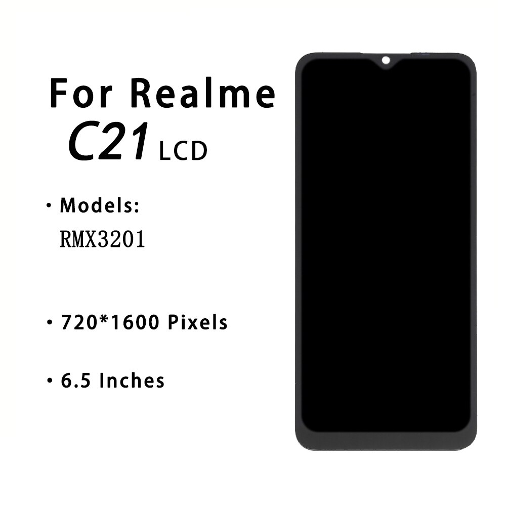 Original 6.5" LCD For Realme C21 Display Touch Screen Digitizer Assembly Realme C21 LCD RMX3201 LCD Touch Screen Replacement