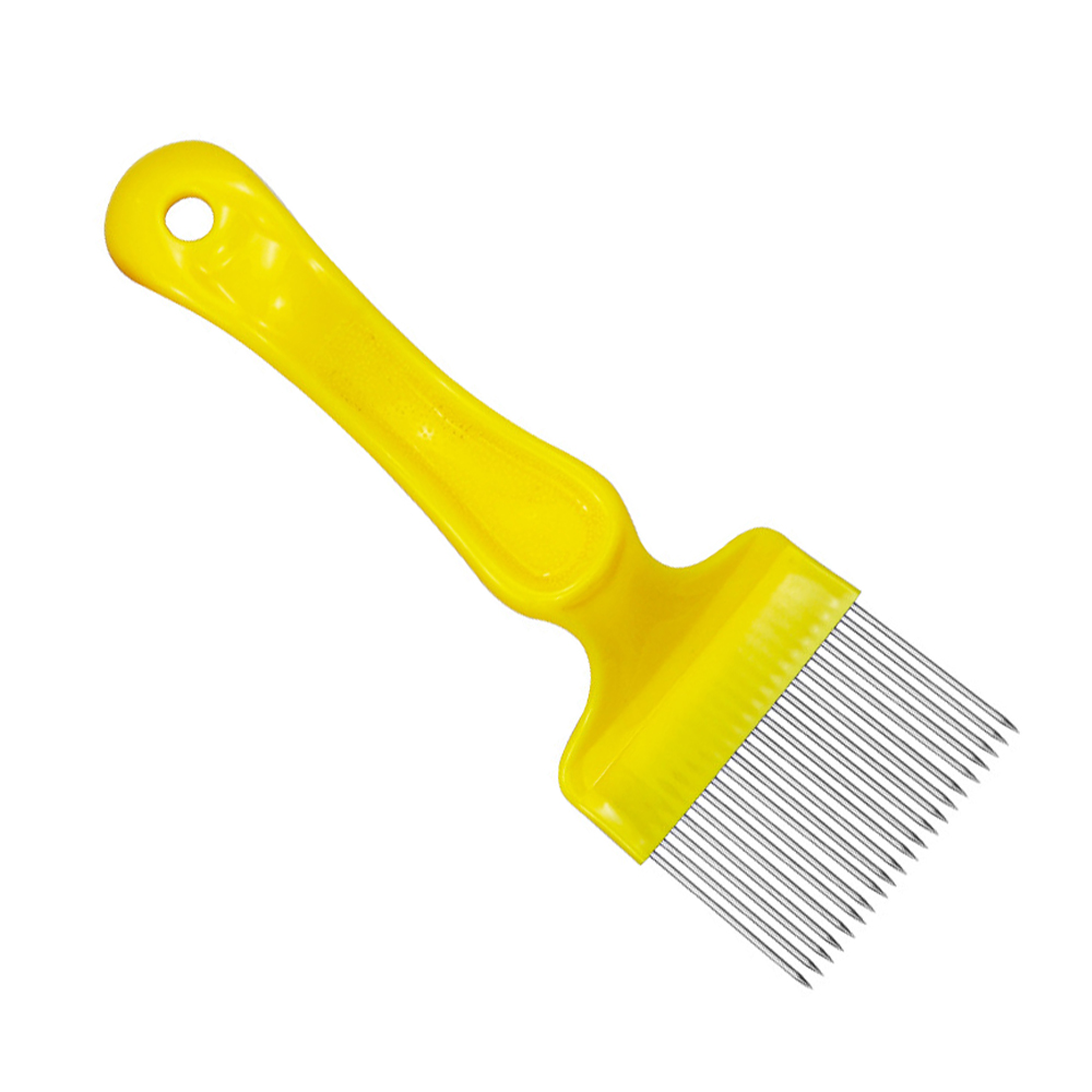 1 Pc Bijenteelt Schop Honing Spatel Anti-slip Handvat 21 Naaldvormige Cut Honing Mes Spoor Tand bijenkorf Gereedschap: YELLOW