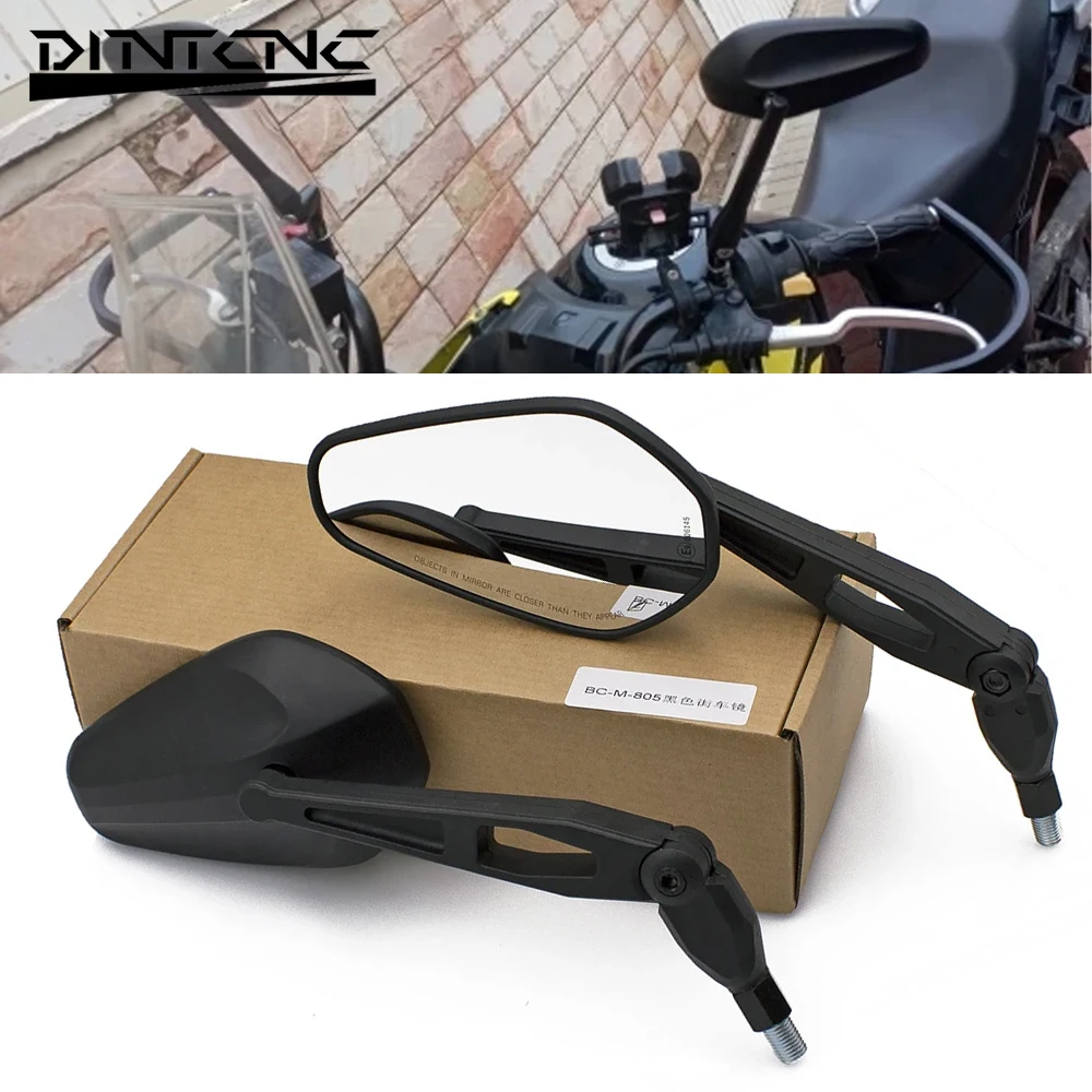 Motorfiets Achteruitkijkspiegel Universeel Voor M10 Zwart Behuizing 360 Graden Draaiende Spiegel Stang Verstelbare Zij Vouwbare Spiegel Onderdelen