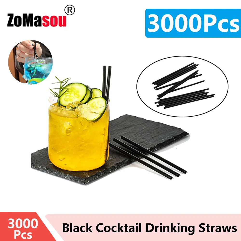 50/500/3000 Uds pajitas negras pajitas flexibles para beber tubo de bebida de plástico curvo plegable paja accesorios de de bar de boda