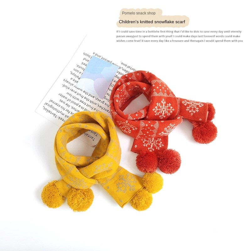 Écharpes d'hiver en laine et cachemire pour enfants, motif flocon de neige, chaudes, pour garçons et filles