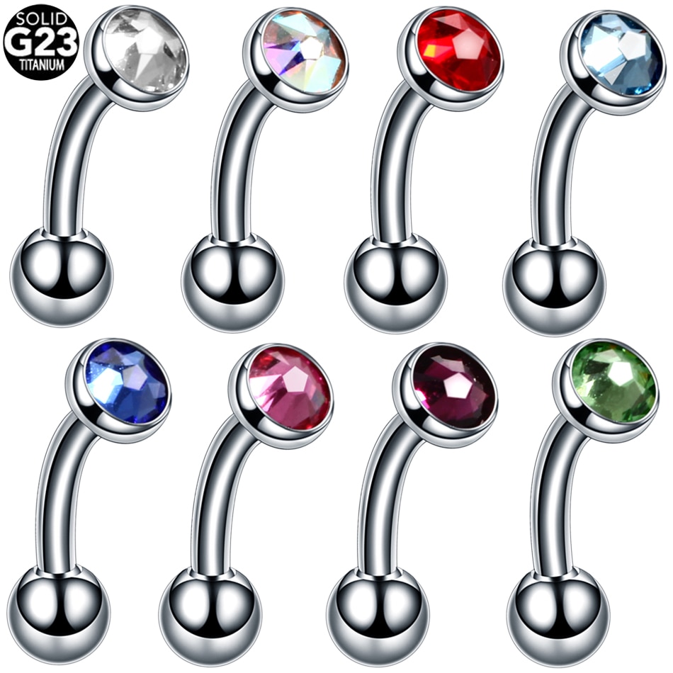 1 pz titanio filo interno anello sopracciglio 4mm palla Tragus elica torre orecchino piercing curvo Banana piercing gioielli per il corpo 14G