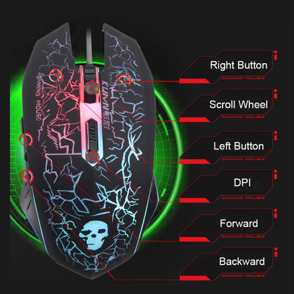 T6 tangentbord och mus vattentät 104- tangentfärg led -tangentbord mus set 2400 dpi gaming mus manipulator känsla