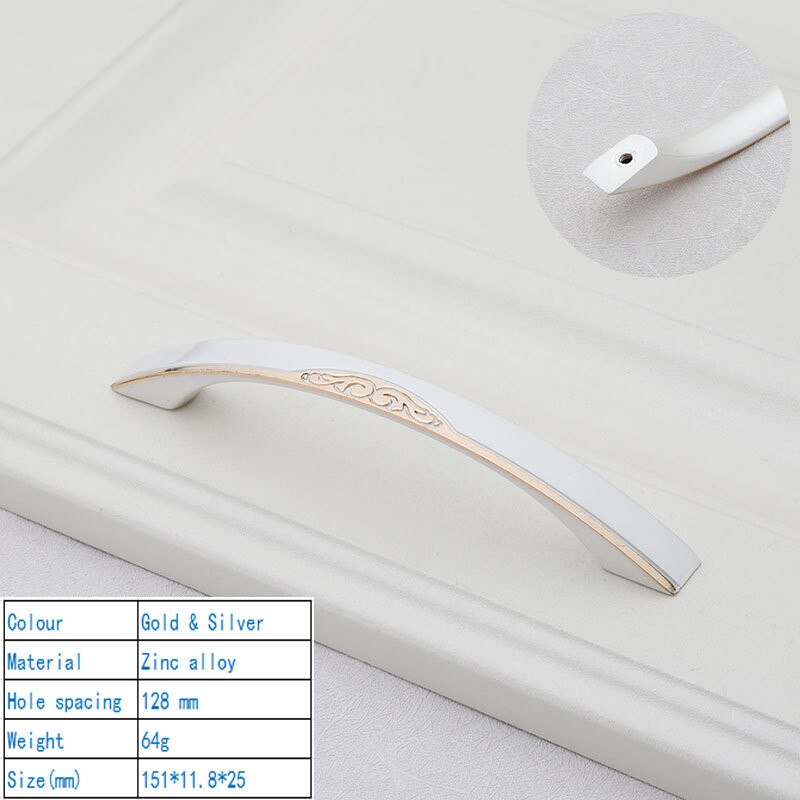 High Grade European Style Silver Kitchen Cabinet Handles Drawers Wine Cabinet Bedroom Interior Door Handle Drawer Flush Handles: 2156-128mm