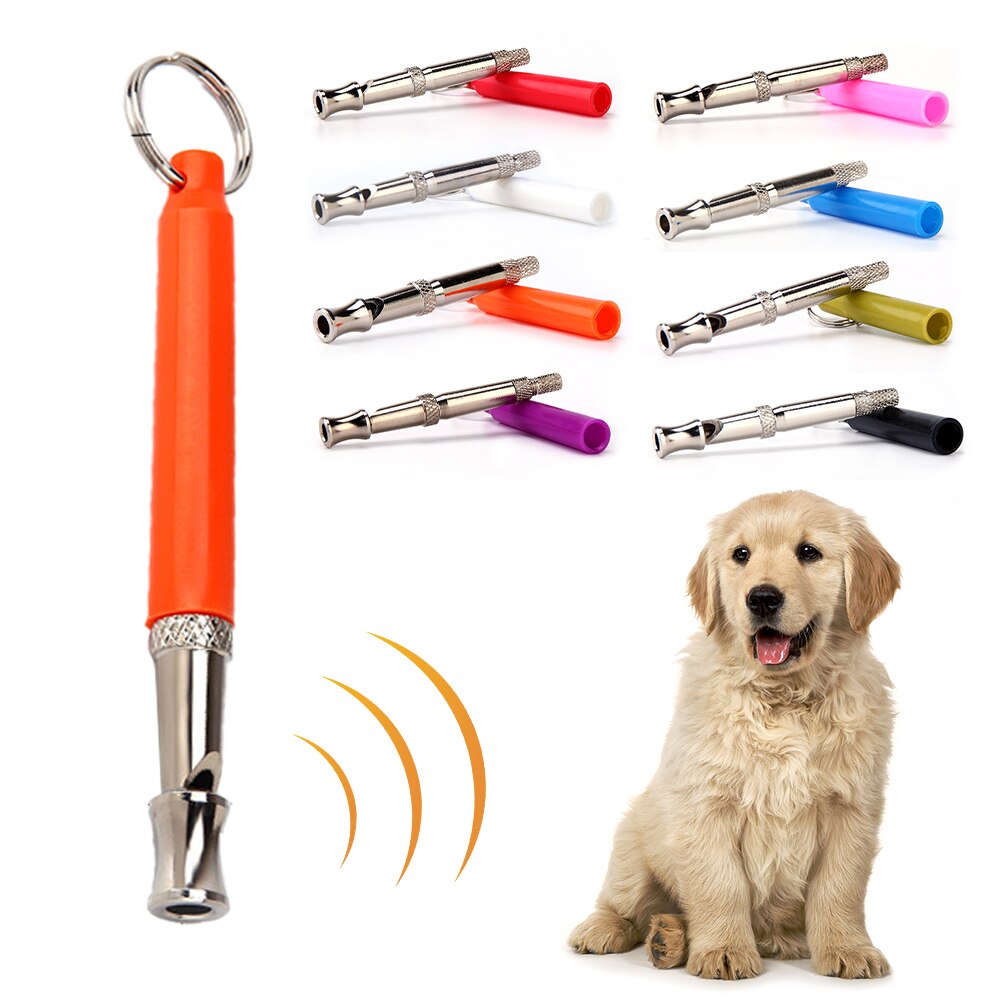Mascota ultrasónico sonido perro entrenamiento silbato flauta llavero portátil perro silbato ajustable perro flauta suministros para mascotas