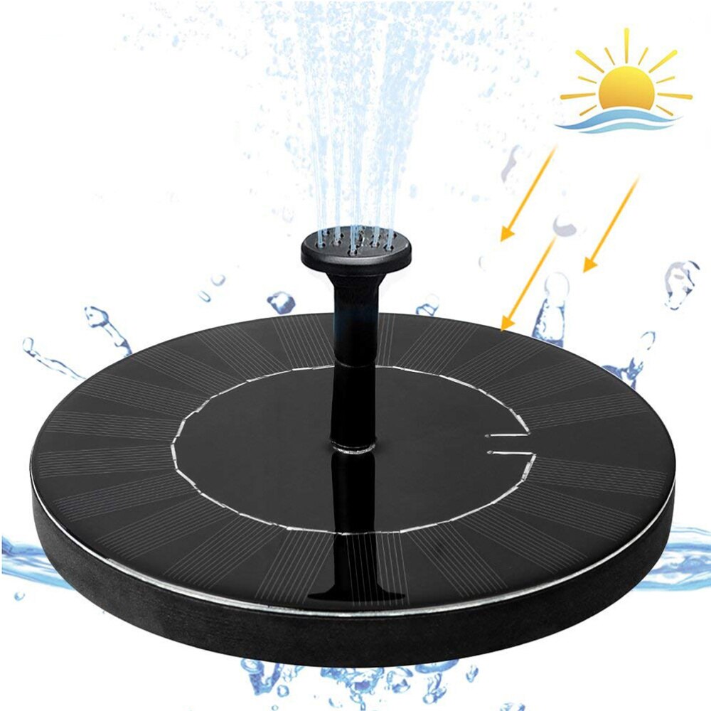 2.4W Solar Floating Fountain Solar Powered Fountain Pond Decoration Use Floating Fountain(Black): Default Title