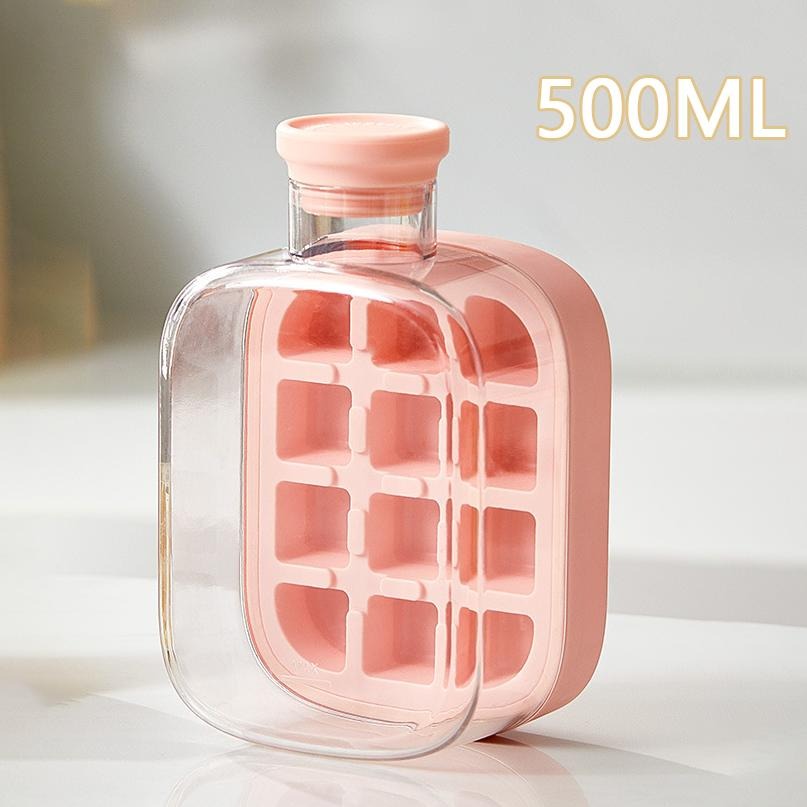 500/800 ml 2in1 ijsblokjesbakje met waterfles Druktype Draagbare ijsmachine Hoge capaciteit ijsvorm voor thuiskeuken Zomergebruik: Rood