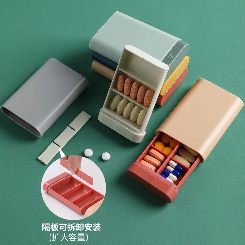 Boîte à médicaments rectangulaire à 6 grilles, 1 pièce, boîte à pilules, conteneur de vitamines, étui à pilules de voyage, Capsules de rangement, comprimés d'huiles de poisson en plastique Bo