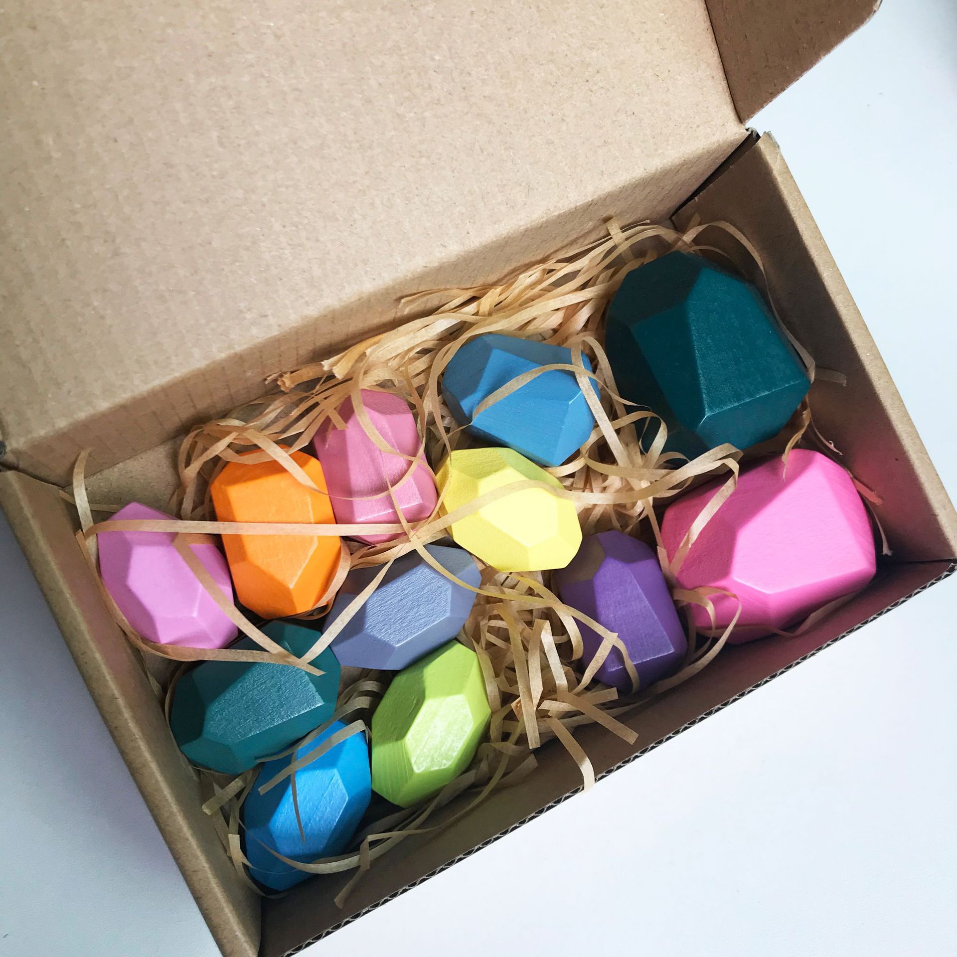 Giocattolo per bambini blocchi di legno creativo stile nordico Montessori giocattoli educativi colorati gioco impilabile bilanciamento pietra arcobaleno per bambini: G 12PCS