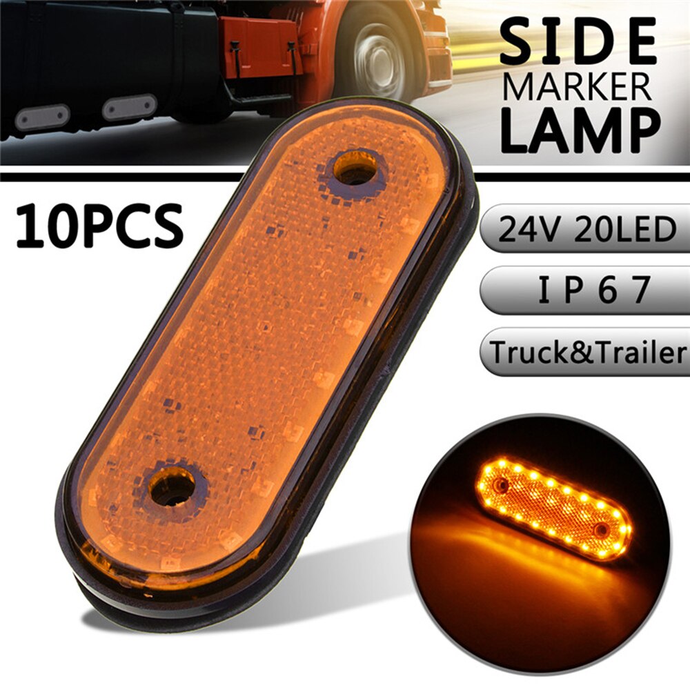 10 Pcs 24V Geel shell geel Marker licht Side Marker LED Trusk Lamp Pickup Truck Zijmarkeringslichten voor Truck Side