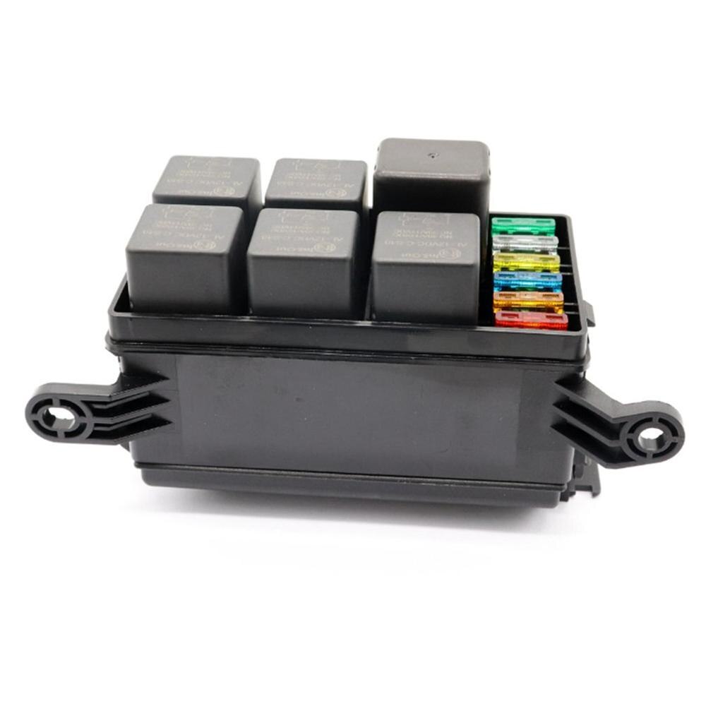 Marine 6-Way Fuse Relay Box Plastic 6-Slot Blade Holder Block For Motor-Home Automotive Car Accessories Black