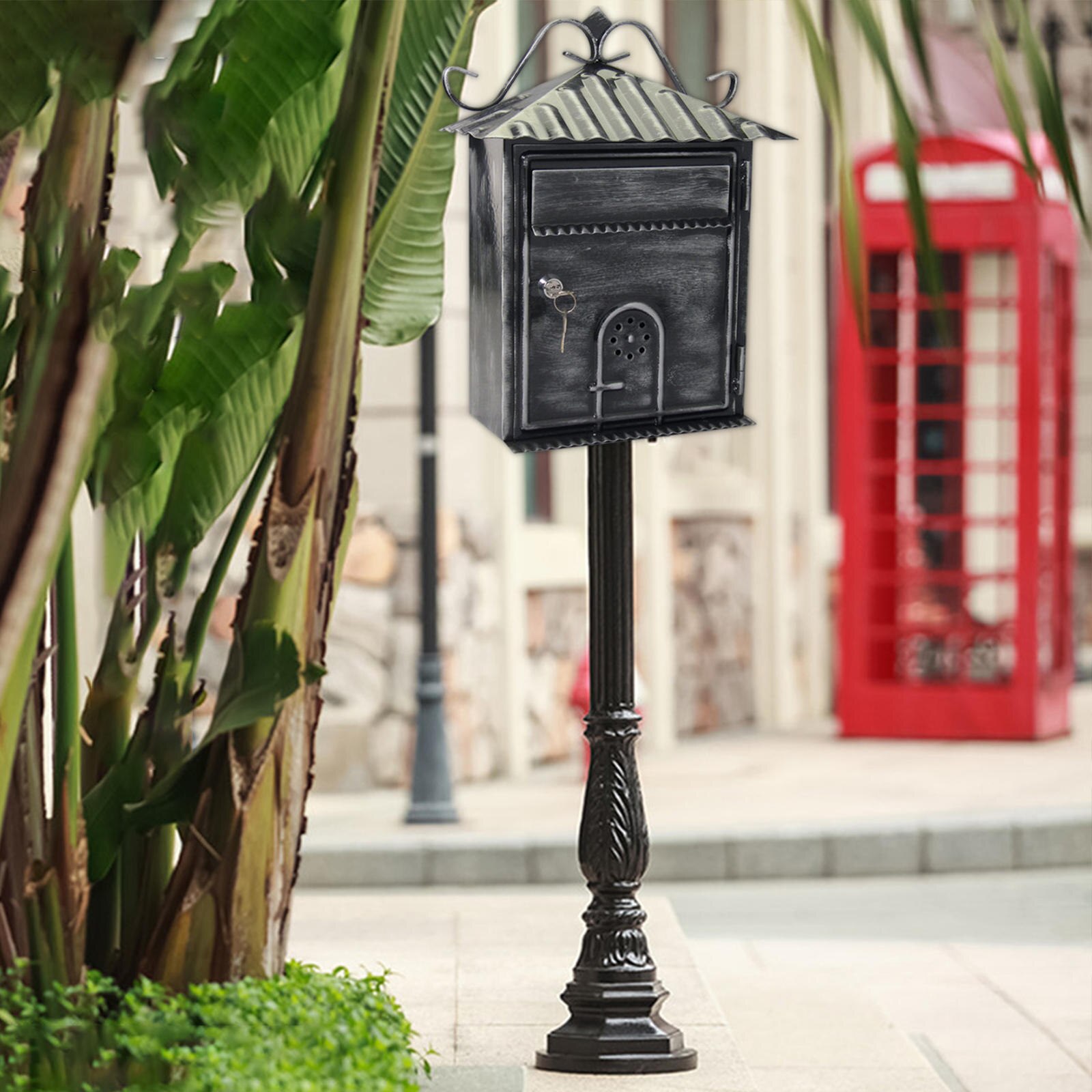 Post Letter Box Mailbox Locking Mail Organizer for Front Porch Office Hallway Post Newspaper Apartment: Black