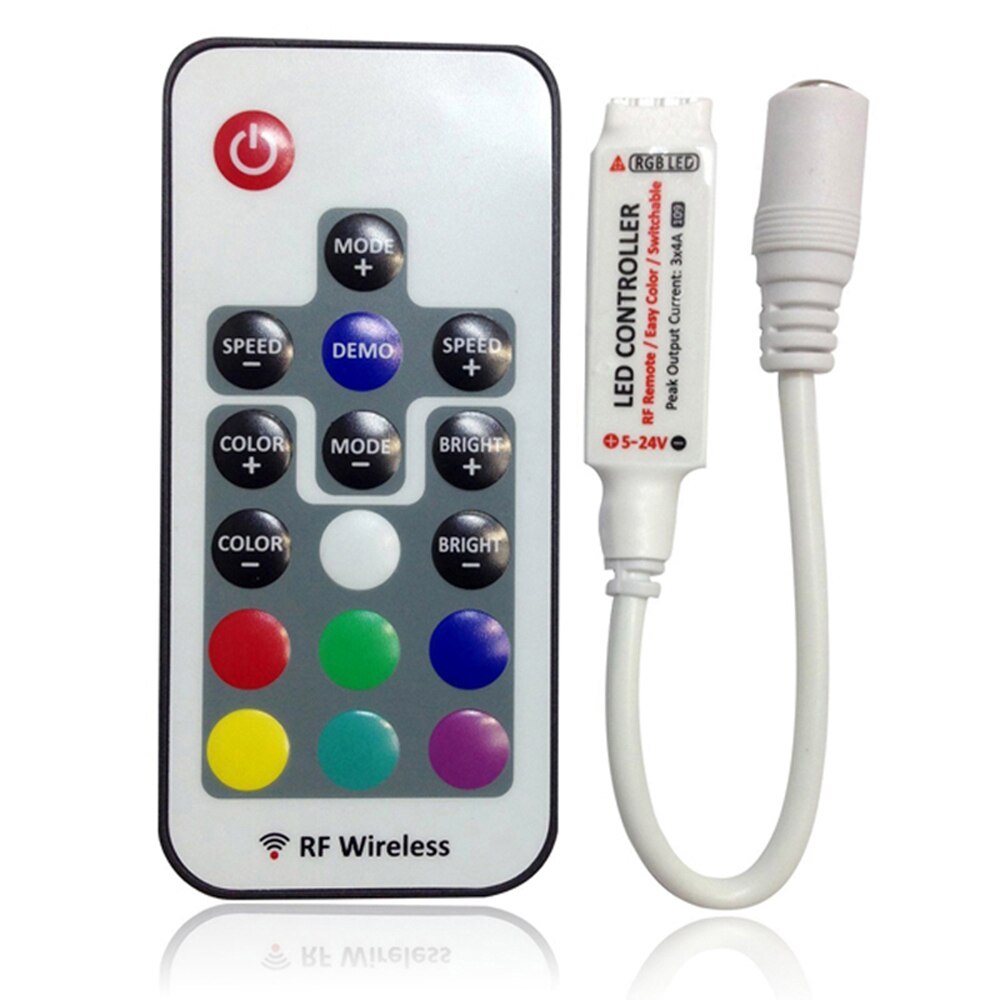 12V 3/10/11/17/20/24/44 Key Controller Mini IR RF Remote RGB Single Color LED RGB Controller For 3528 5050 LED Strip Controller: 17 Key RF Remote RGB