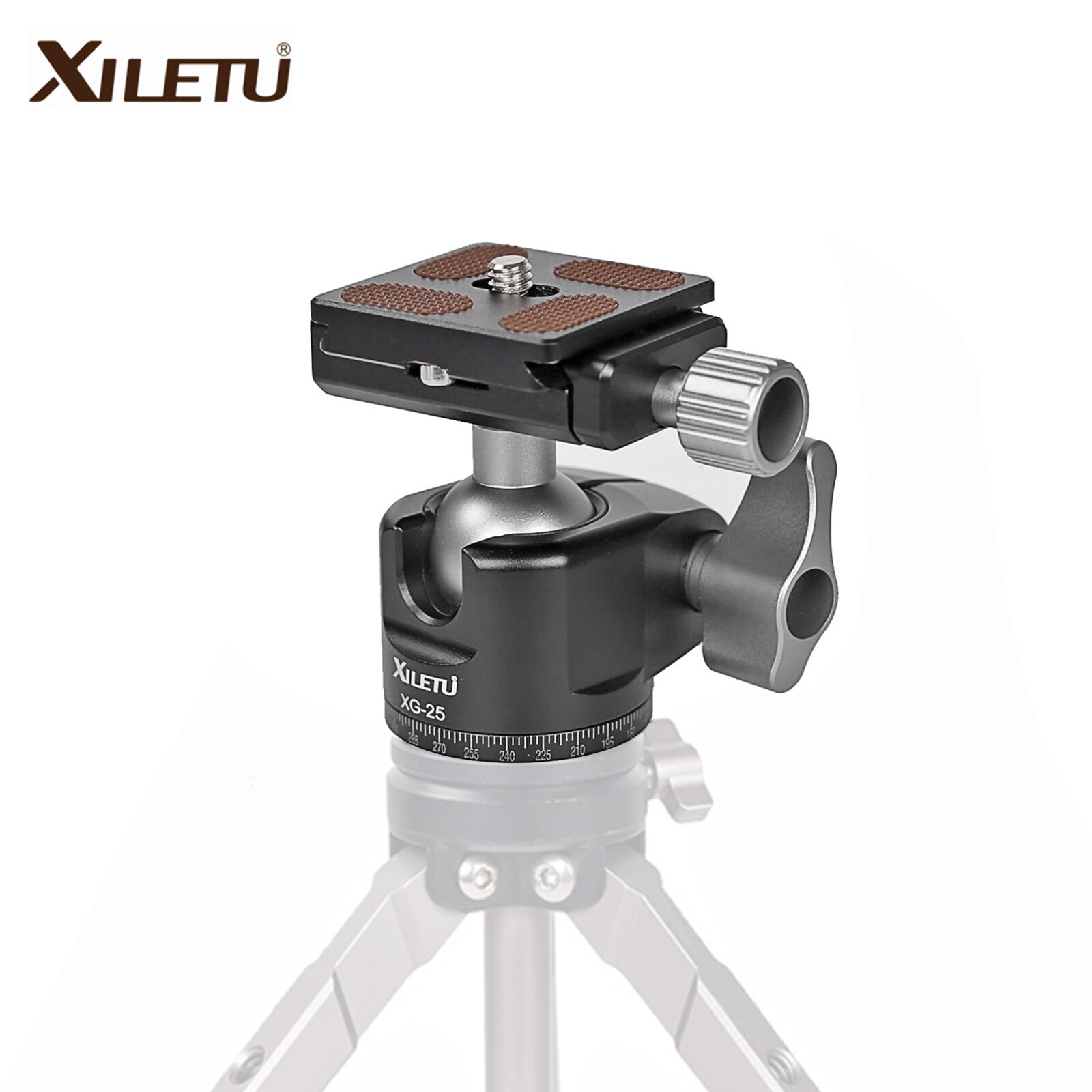 XILETU Panoramic Tripod Head Aluminum Alloy Max. Load 6kg with QR Plate 1/4 Inch Screw Interface for Cameras Tripods Monopods