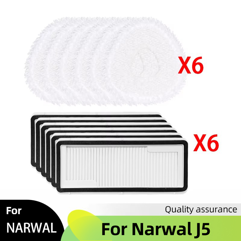 Fit For Narwal J5 Spare Parts Main Side Brush Cover Hepa Filter Mop Cloth Dust Bag Accessories Consumables: Brown