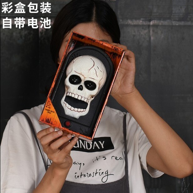 Halloween Doorbell Rotating Eyes Decor With Spooky Sounds Talking Doorbell With Lightup Eyeball Prop For Party House: F