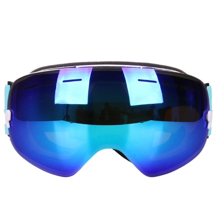 Style Ski Goggles Spherical Double Layer Anti-fog Eye-protection Goggles Snow Goggles deng shan jing Cocker Myopia UV-Protec: Blue