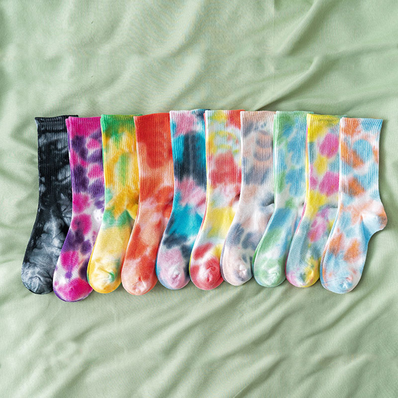 Cotton Skate Socks Men Women Sock Knee-high Funny Cycling Running Hiking Tie Dye Sox harajuku hip hop happy socks