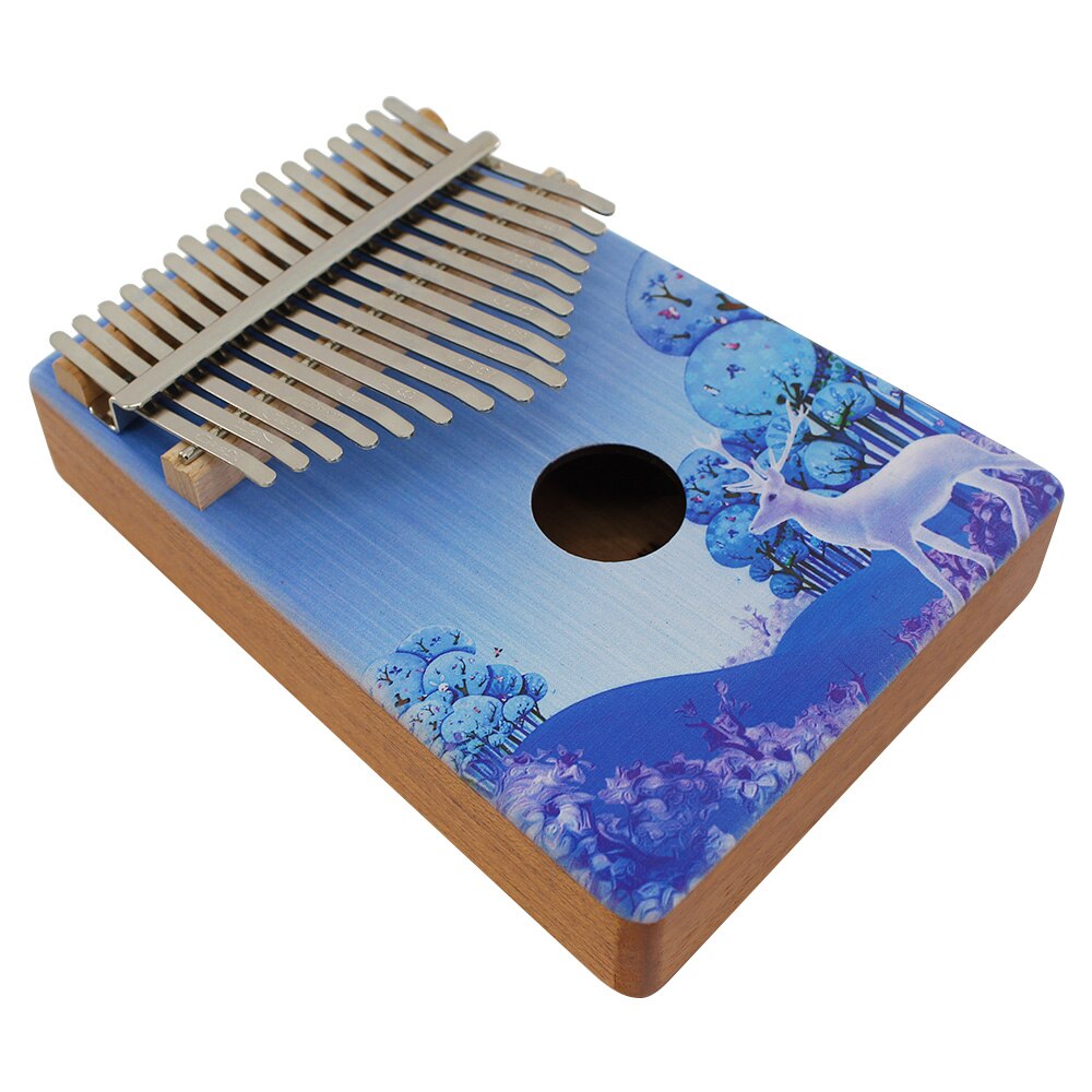 17- nøkkel bærbart tre kalimba tommel piano mbira med farget tegning for musikkelskere nybegynnere studenter