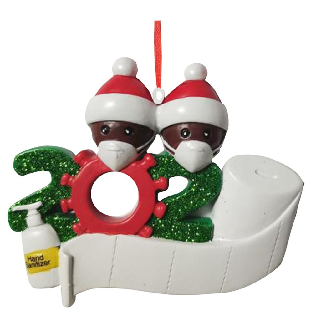 Diy Name Greetings Mask Snowman Christmas Tree Hanging Pendant Christmas Ornament Decorations: 2PC black