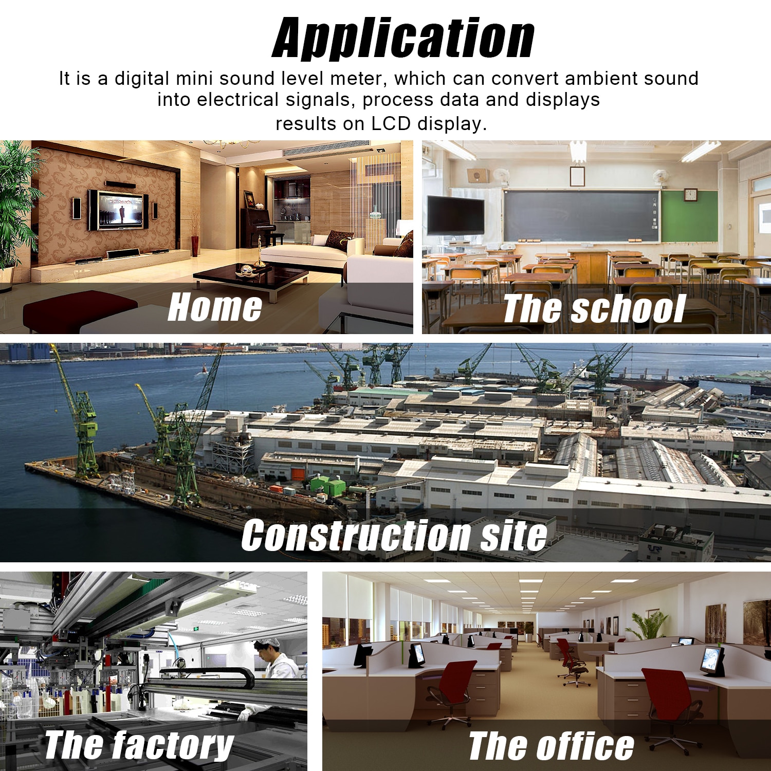 KKMOON JD-105 Digital Noise Detector Mini High Accuracy Decibel Monitoring Device Sound Level Meter with LCD Backlight