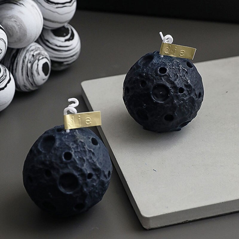 Bougie lunaire noire parfumée, bougies créatives pour chambre à coucher, décoration de la maison, souvenir, sphérique, pour la maison