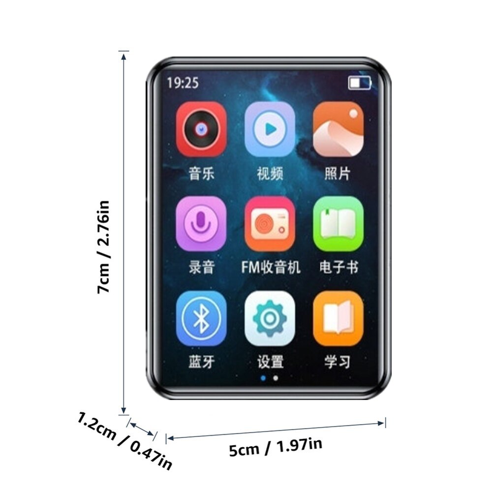2022 Newest Bluetooth 5.0 Metal MP3 Player Full Touch Screen Built-in Speaker with E-book FM Radio Recording Video MP4 Player