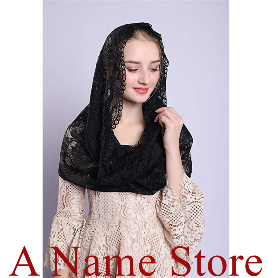 Navy Blue Lace Sluiers Mantillas Voor Kerk Hoofdbedekking Headwrap Katholieke Latin Massa Mantilla Negras Voile Mantillas