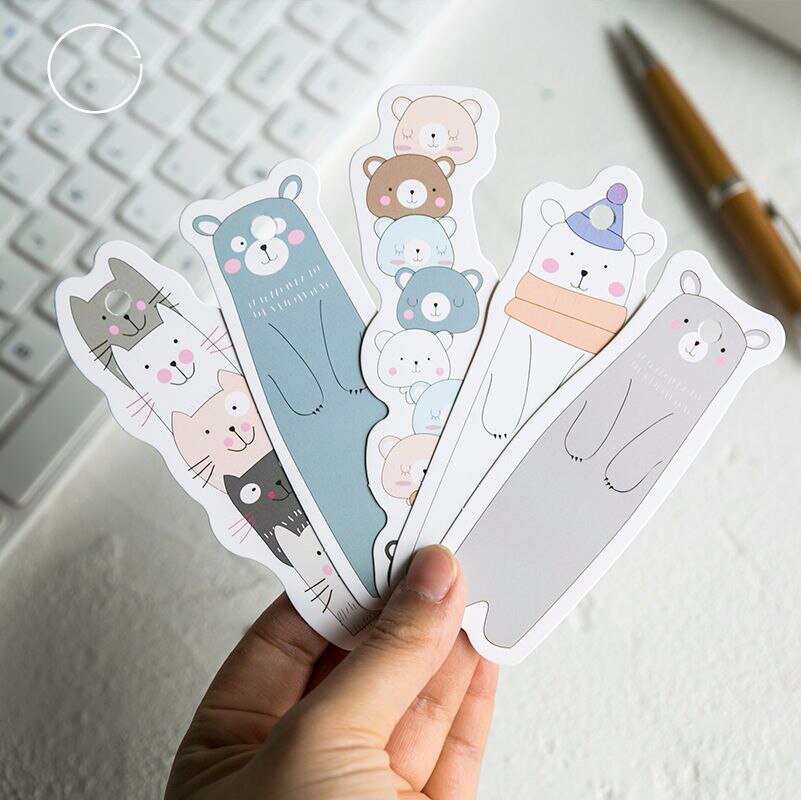 30Pcs/lot Lovely Cat Bookmark Paper Cartoon Animals Bookmark Promotional Stationery School Library Supplies