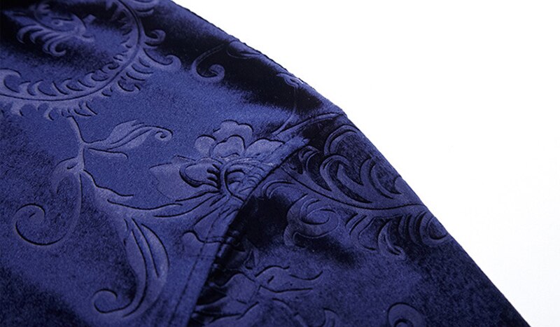Herren Luxus Samt Blumen- Kleid Hemden schlank passen Langarm Velours Hemd Männer lässig Hemd Männlichen oben Hemd