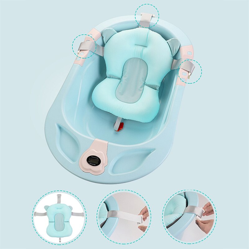 portátil para la Ducha del bebé cama de cojín de aire para el baño infantil almohadillas para traje de baño bañera antideslizante flotador tipo alfombra D6